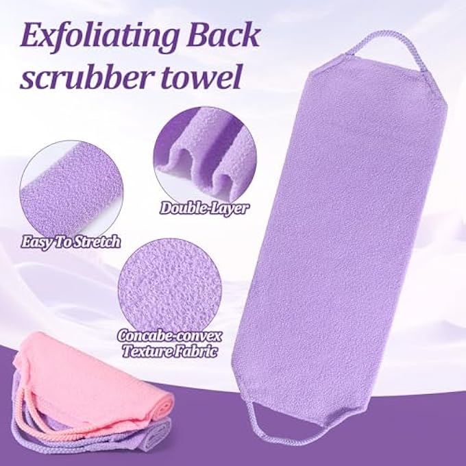 ElevateTech Exfoliating Back Scrubber with Handles, 3 Pcs Double-Sided Exfoliating Washcloth Back Scrubber for Shower Back-Exfoliator Body Scrub Towel Stretchable Back-Washer for Women Men - Image 3